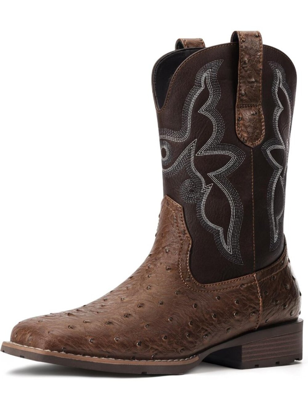 Stylish Western Cowboy Boots for Men - Square Toe Pull-On Design, Embroidered